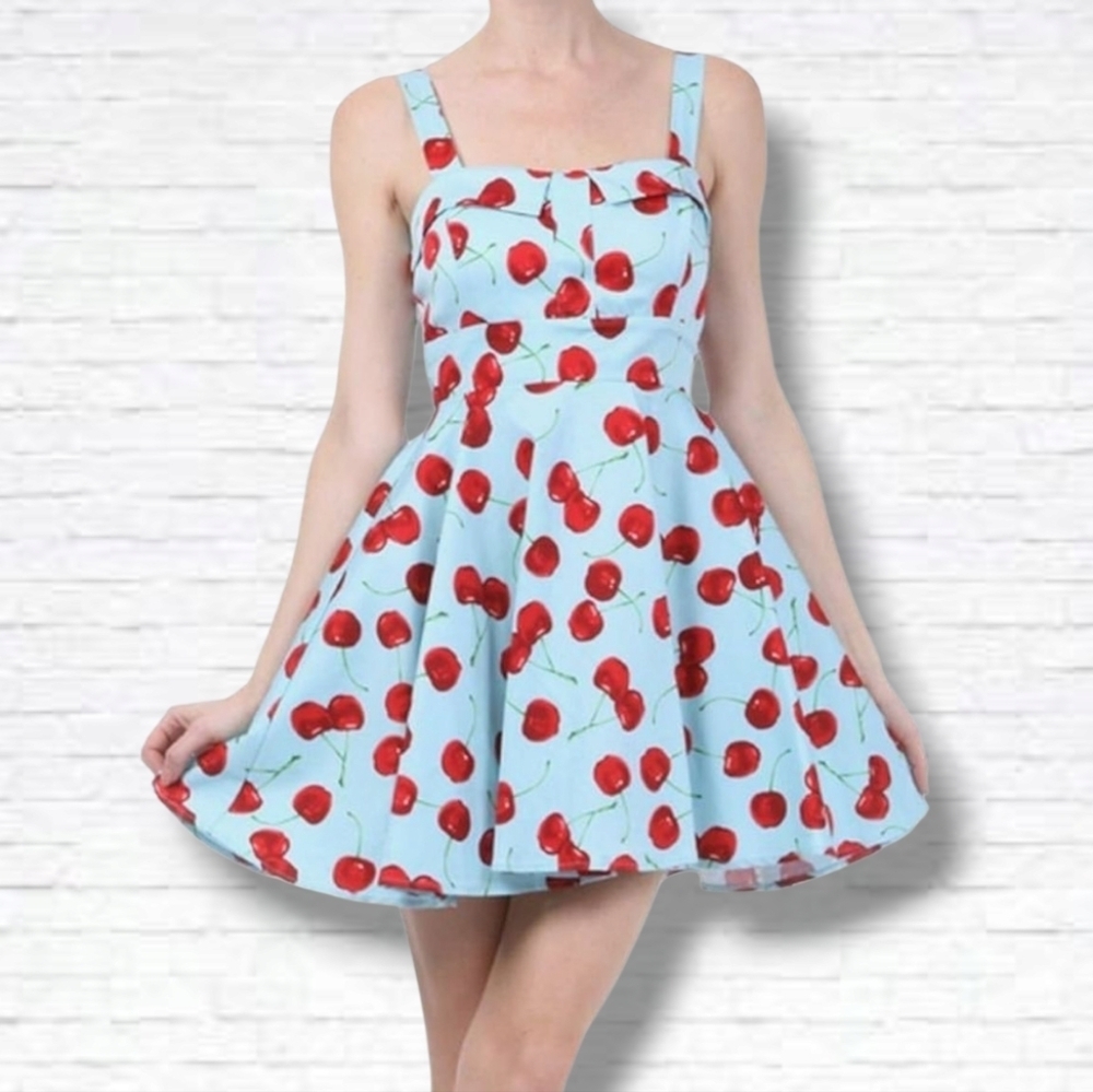 Ixia Sweetheart Neckline Cherry Printed Fit & Flare Mini Dress Size XS/S NWT